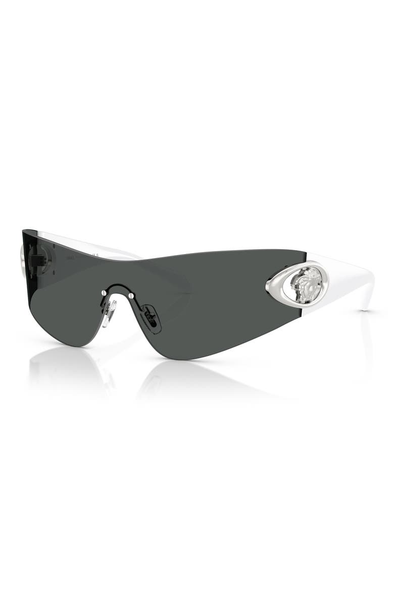 Eclipse 142mm Rimless Wrap Shield Sunglasses, Alternate, color, 10008742 DARK GREY