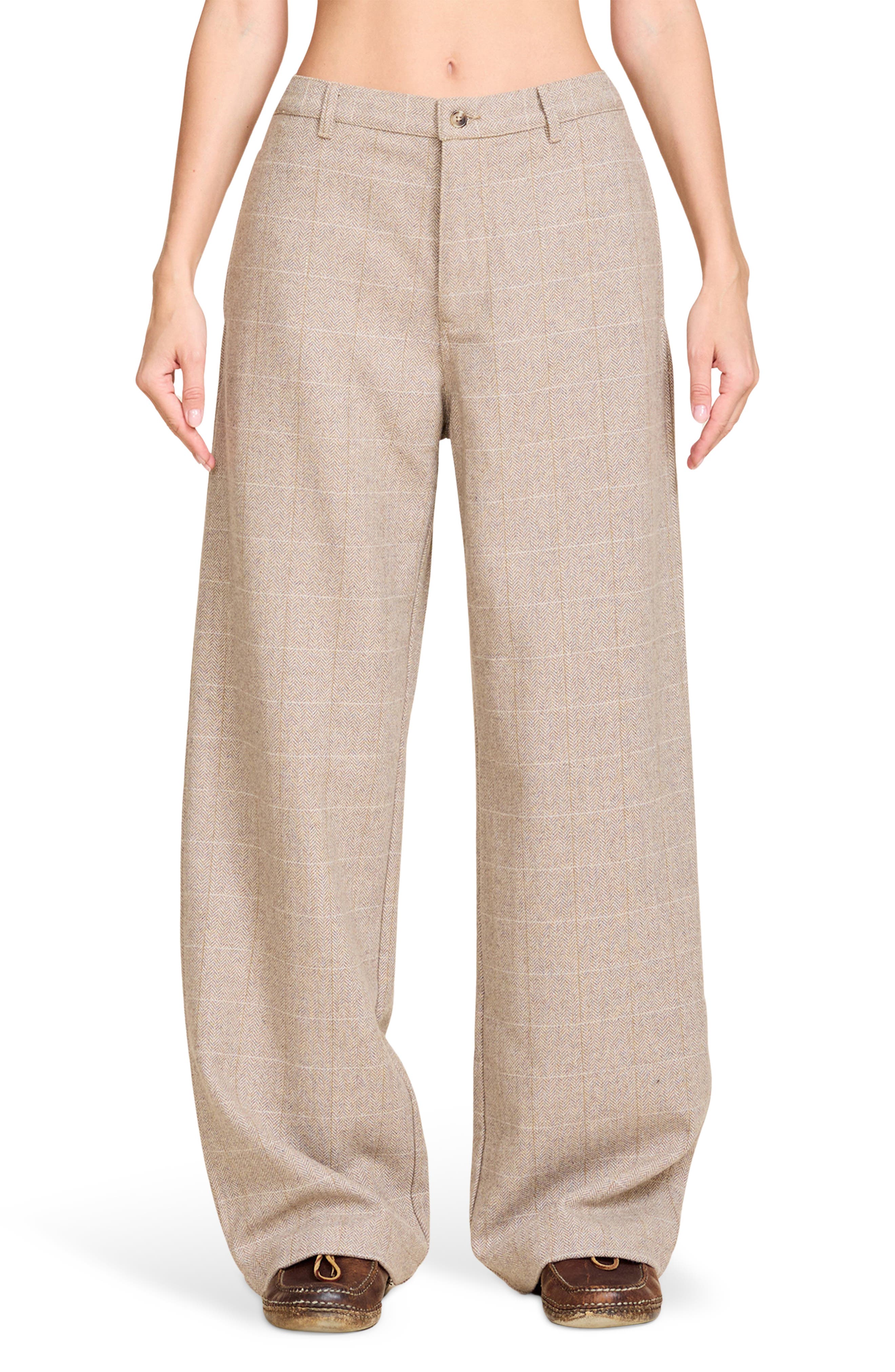 DENIMIST Flat Front Wide Leg Pants
