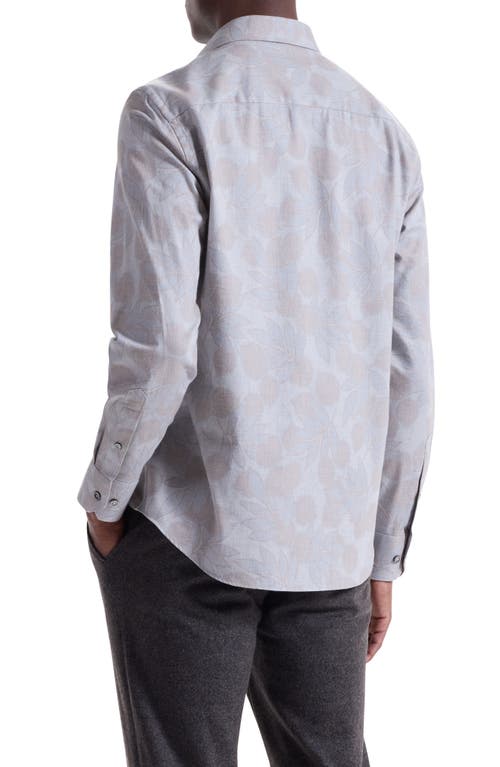 Bugatchi Axel Trim Fit Floral Cotton Button-up Shirt In Gray