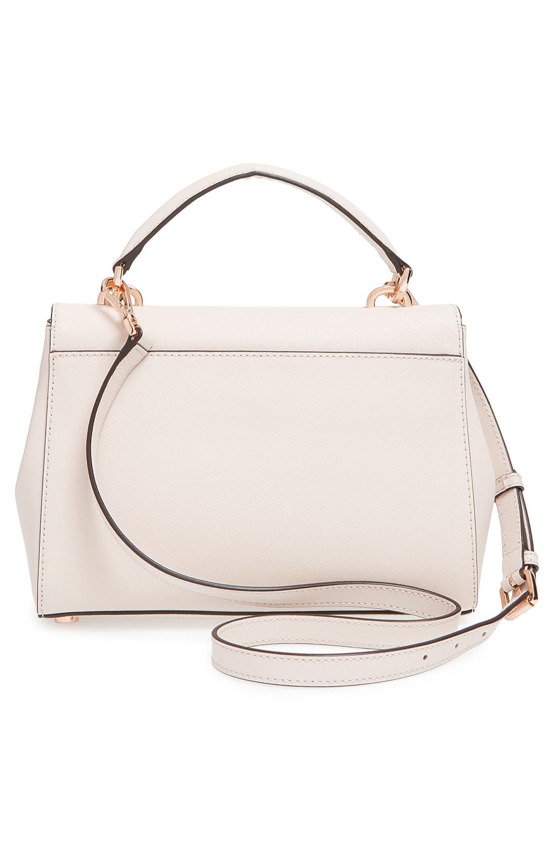 'Small Ava' Saffiano Leather Satchel, Alternate, color, ECRU/ GOLD
