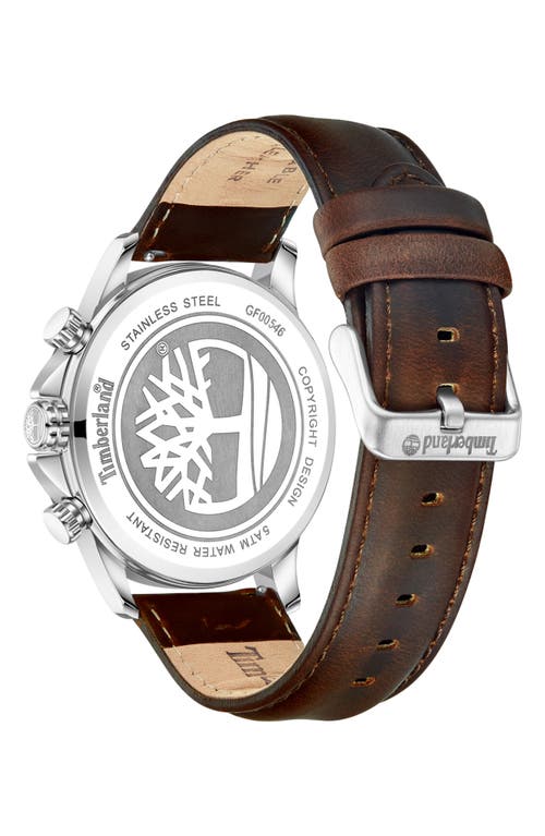 Timberland Bernardston Multifunction Chronograph Leather Strap Watch, 45mm In Dark Brown