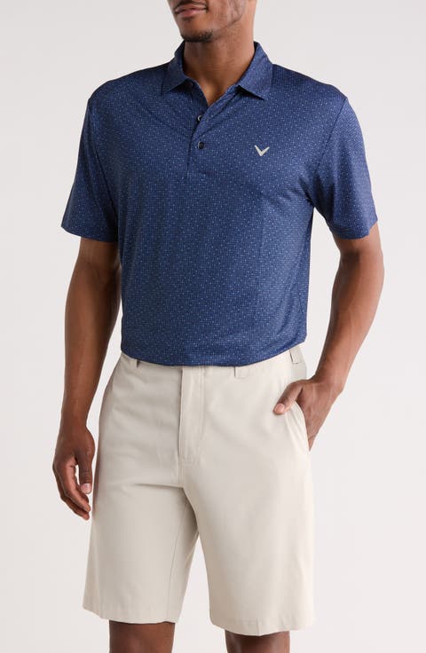Mini Geometric Print Knit Golf Polo