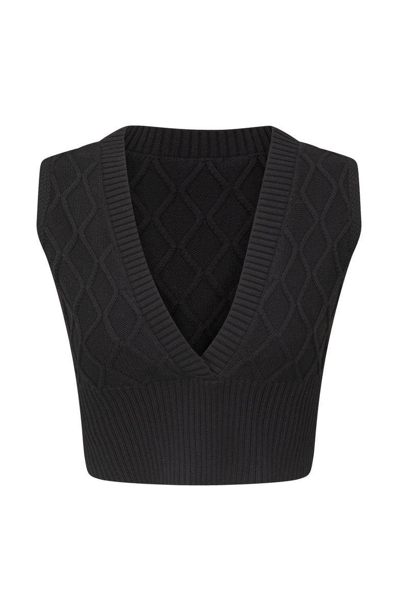 Noni Textured Knit Deep V-Neck Ribbed Hem Vest, Main, color, Black