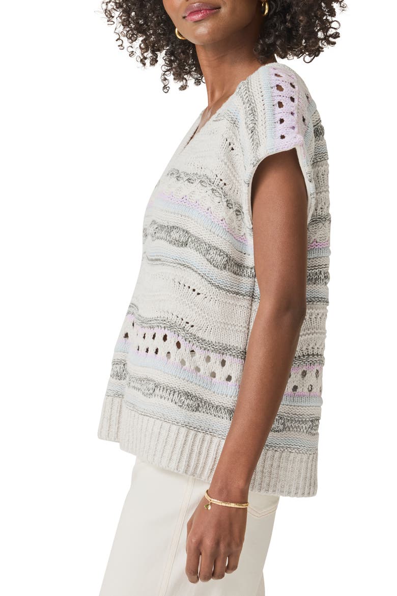 Brynna Stripe Open Stitch V-Neck Sweater, Alternate, color, TWILIGHT MULTI