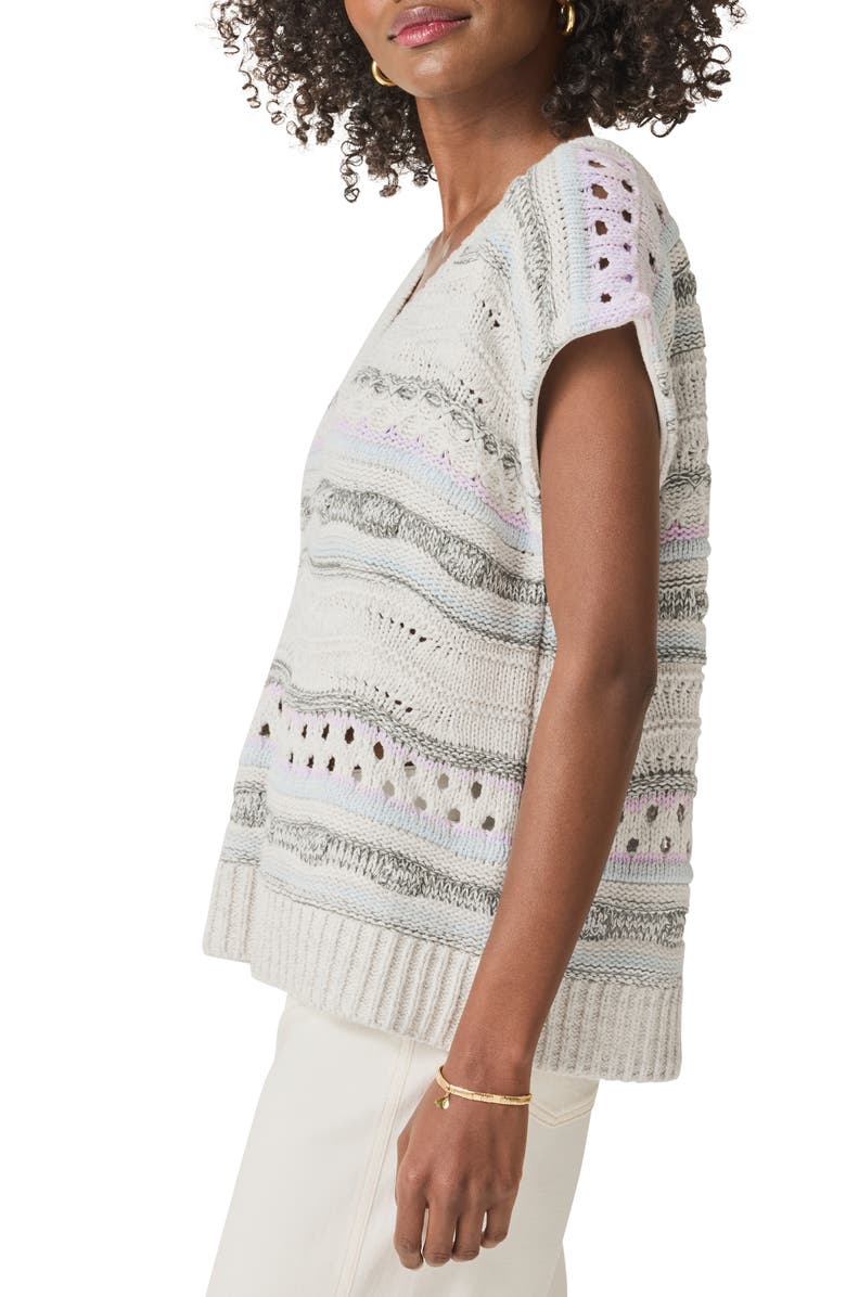 Splendid Brynna Stripe Open Stitch V-Neck Sweater, Alternate, color,