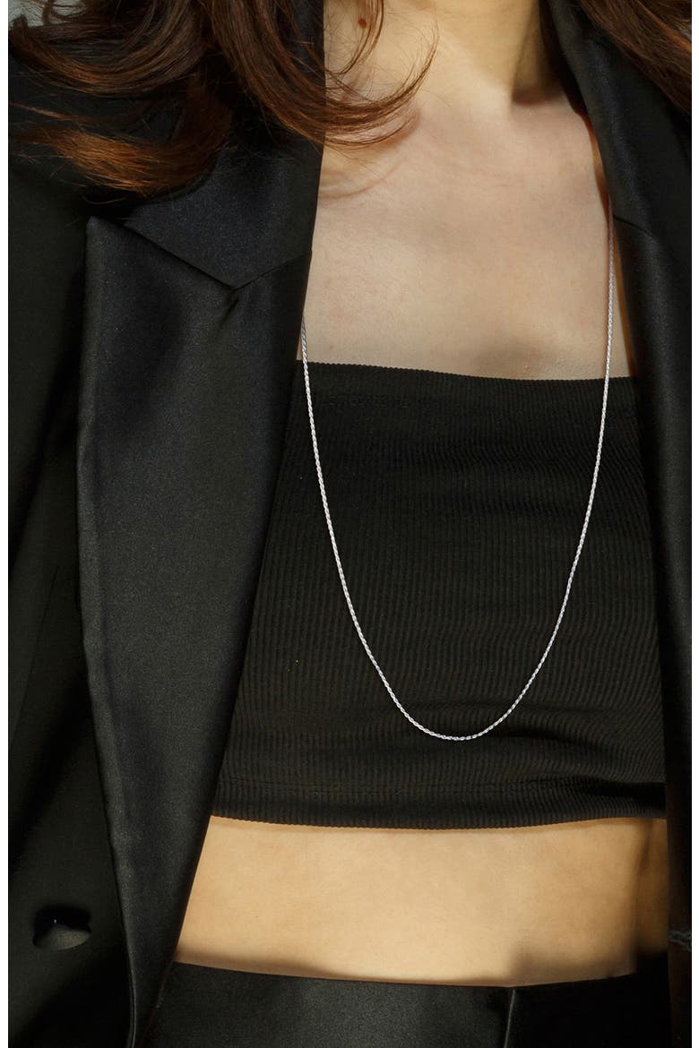 Diamond Cut Rope Chain Necklace, 1.20mm, Alternate, color, SILVER