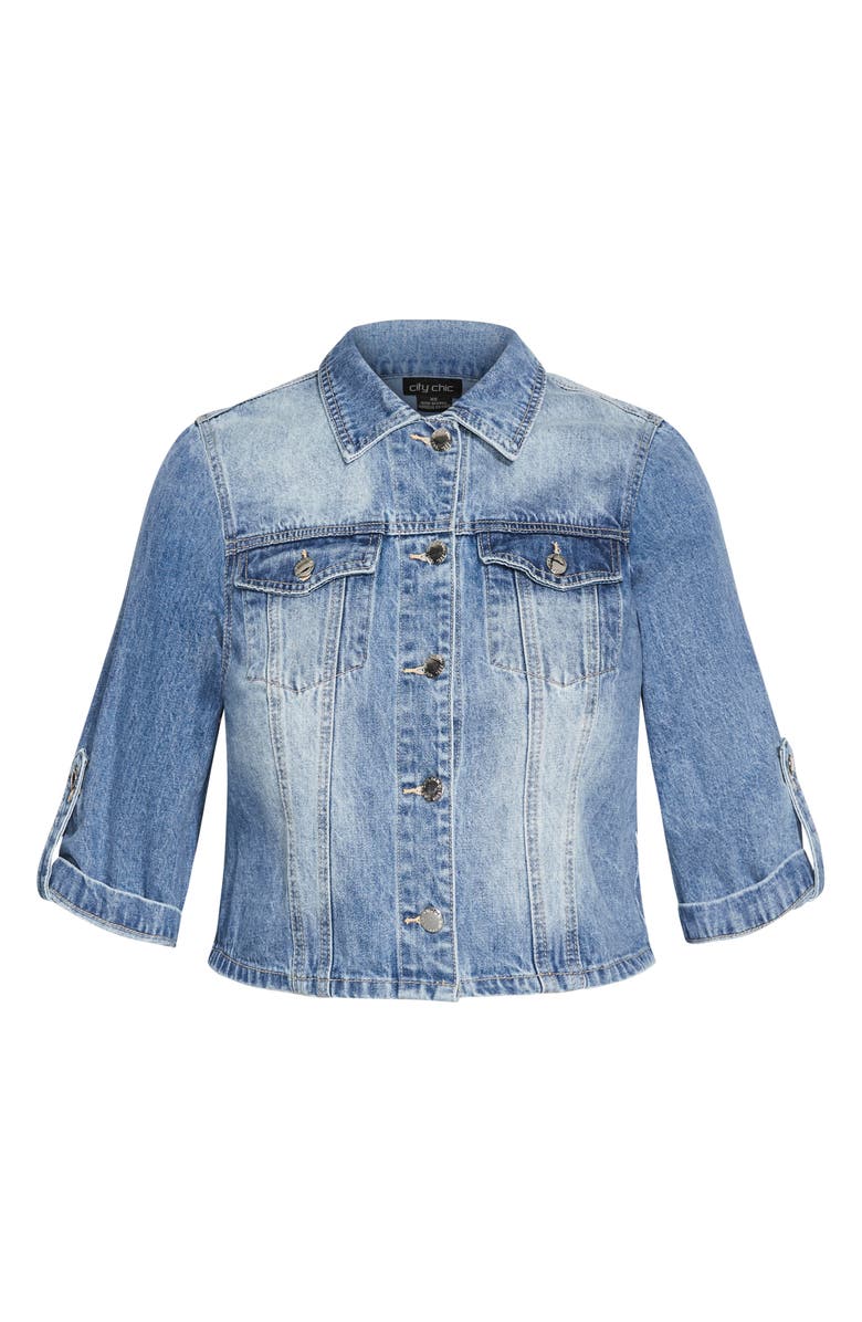 City Chic Denim Crop Jacket, Alternate, color, 