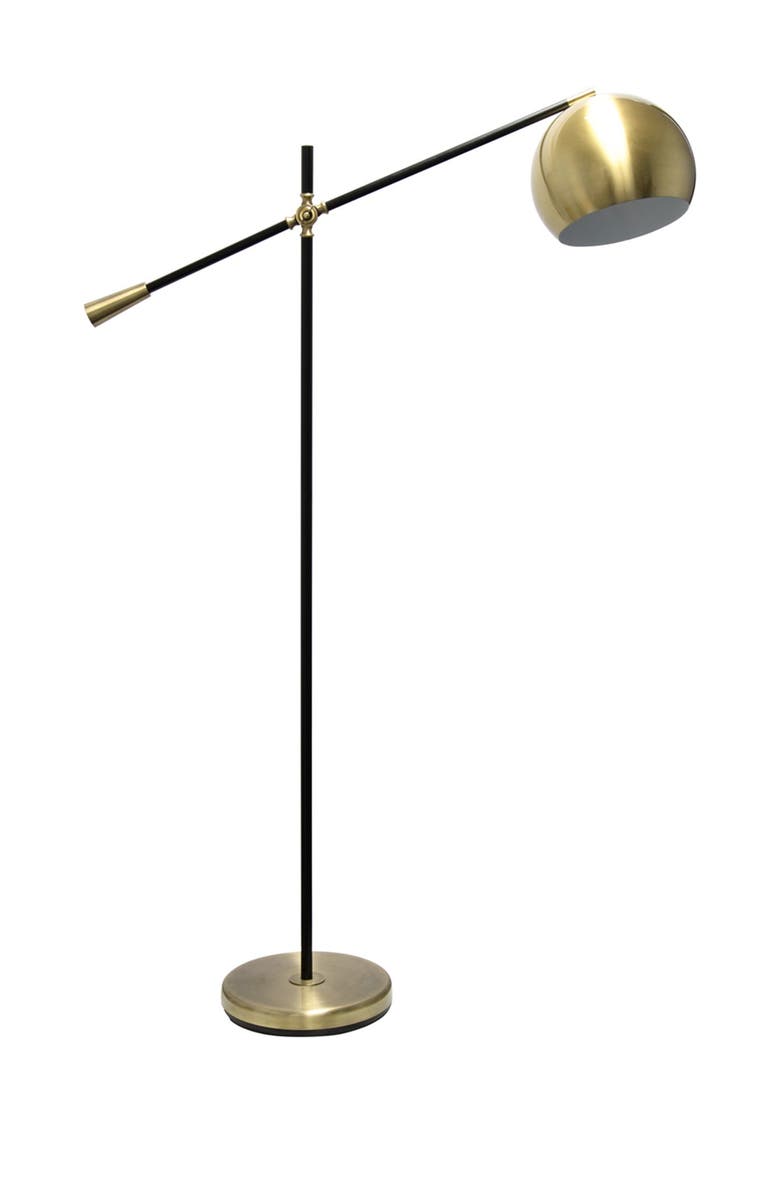 LALIA HOME Black Matte Swivel Floor Lamp with Inner White Dome Shade, Main, color, 
