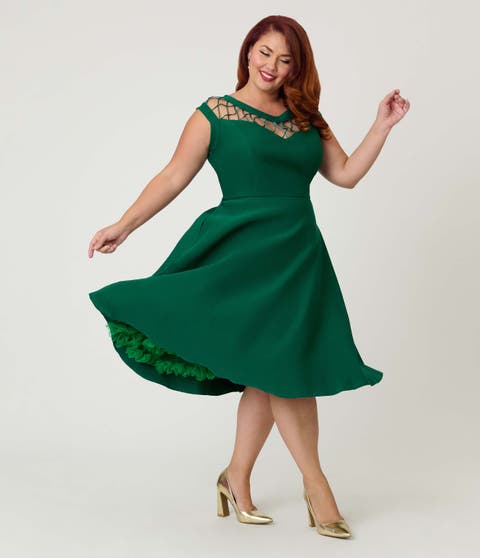 Plus Size Diamond Cutout Swing Dress