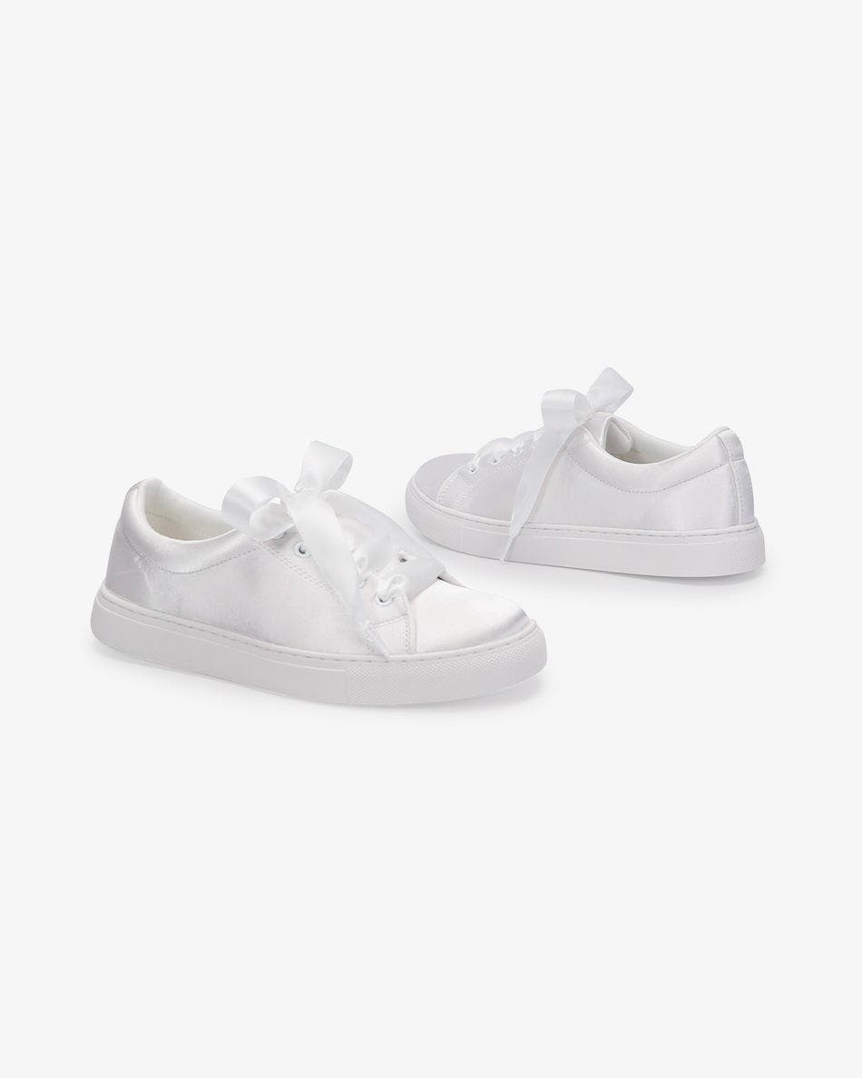 Kailee P Lucy Satin Wedding Platform Sneakers, Alternate, color, White