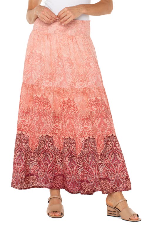Liverpool Los Angeles Tiered Woven Maxi Skirt In Mauve Ombre Paisley