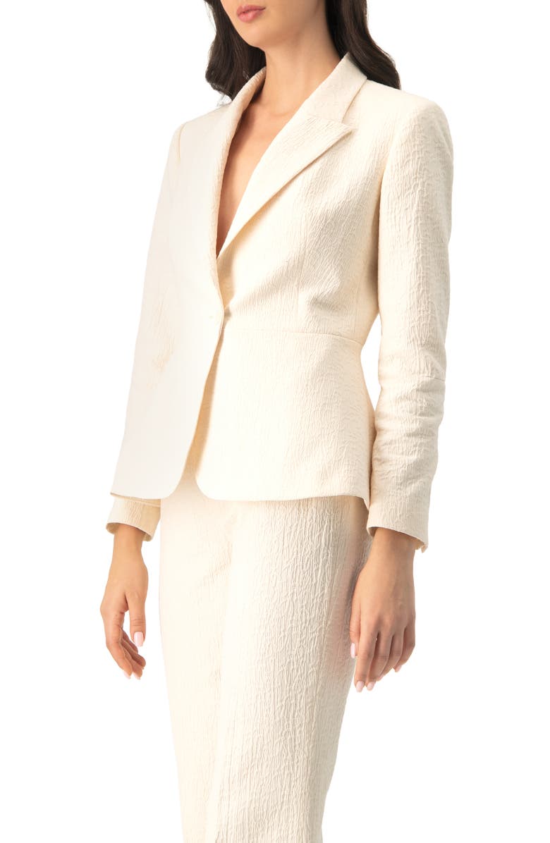 IVONNE Single-Breasted Textured Tailored Blazer, Alternate, color, Natural
