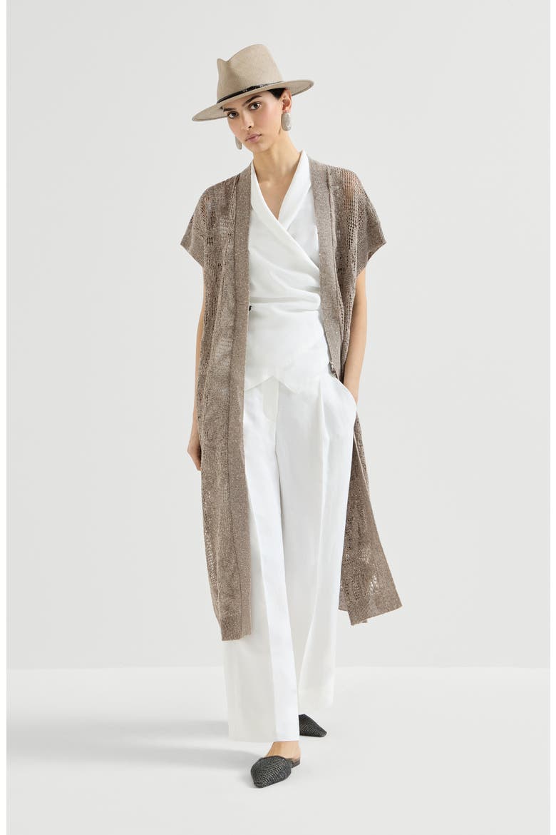 Dazzling water lilies long cardigan, Alternate, color, Mud