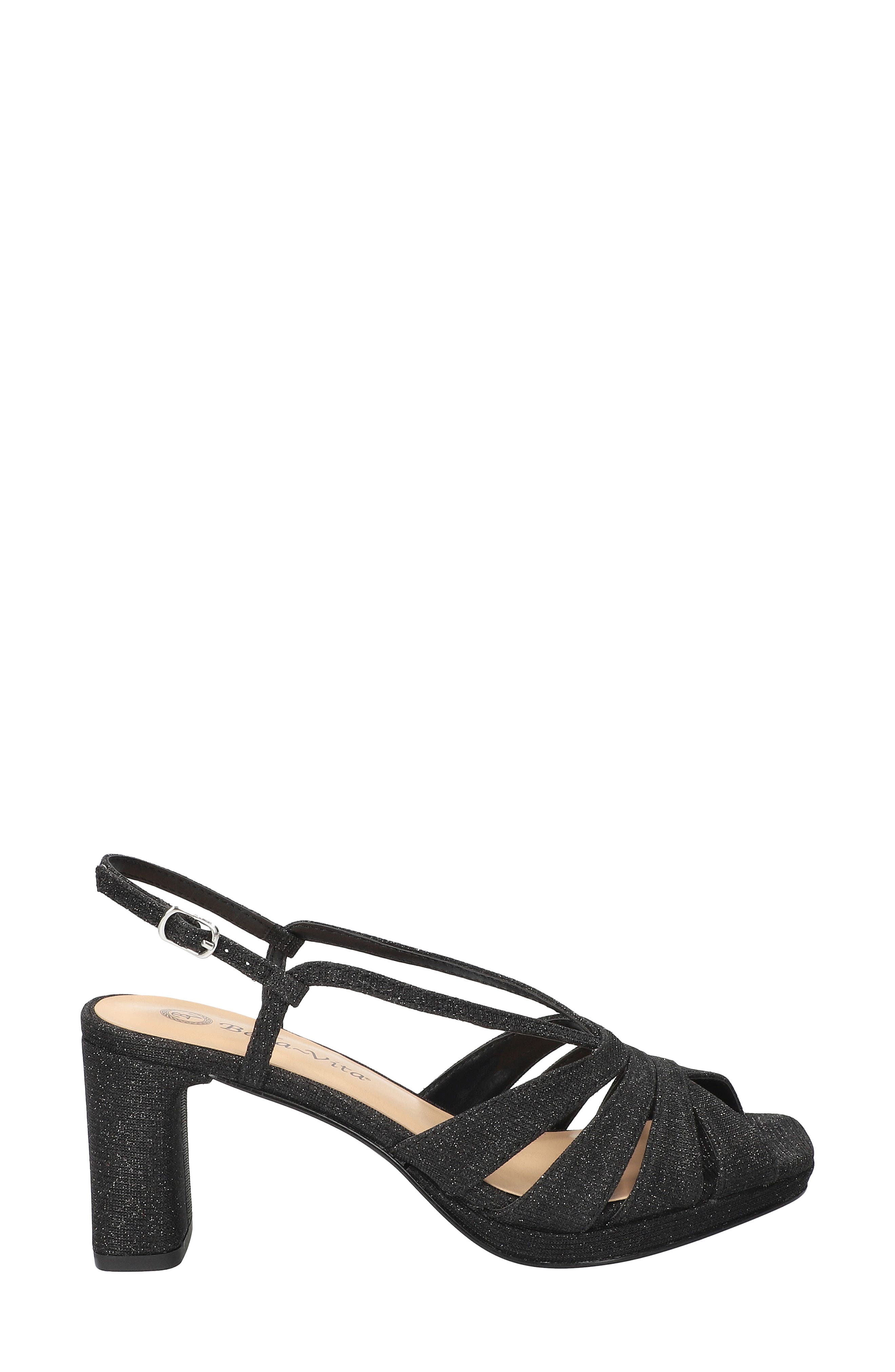 Chorus Slingback Platform Sandal, Alternate, color, BLACK-GLITTER