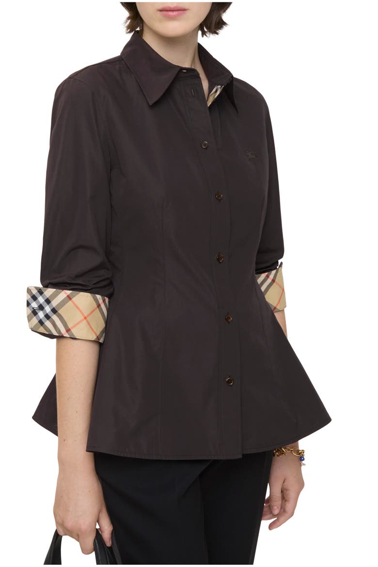 Slim Fit Cotton Poplin Shirt, Main, color, Bark brown
