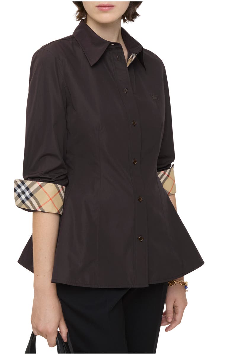 Burberry Slim Fit Cotton Poplin Shirt, Main, color, Bark Brown