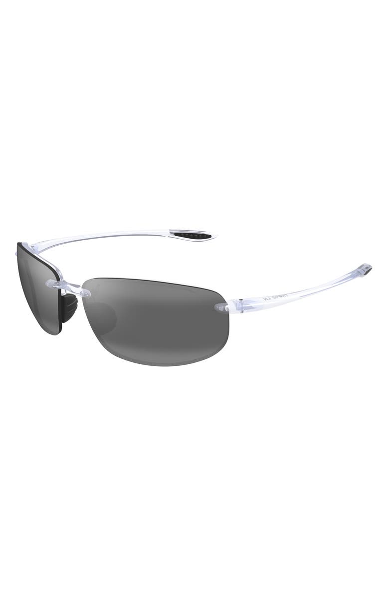 Maui Jim Ho'okipa 64mm Oversize PolarizedPlus2<sup>®</sup> Rectangular Sunglasses, Alternate, color, Shiny Crystal Grey