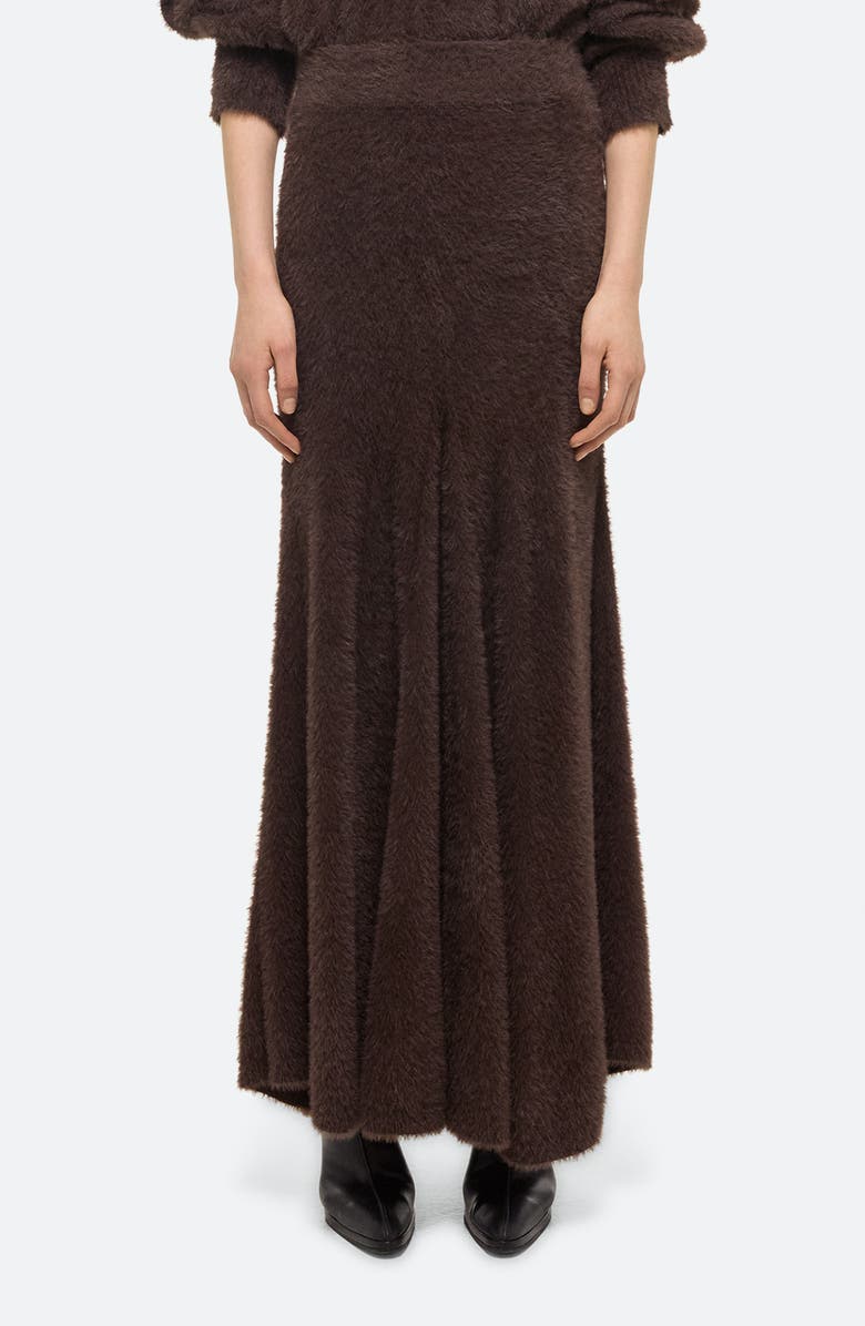 Helmut Lang Grunge Pleated Eyelash Knit Maxi Skirt, Main, color, Espresso - D1p