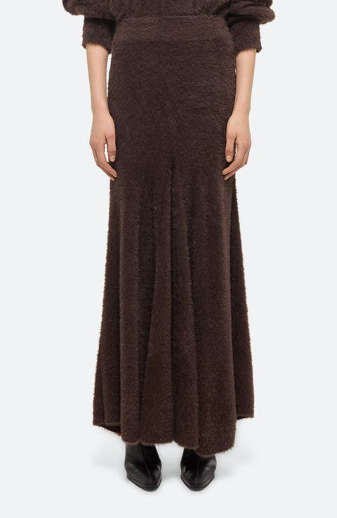 Grunge Pleated Eyelash Knit Maxi Skirt