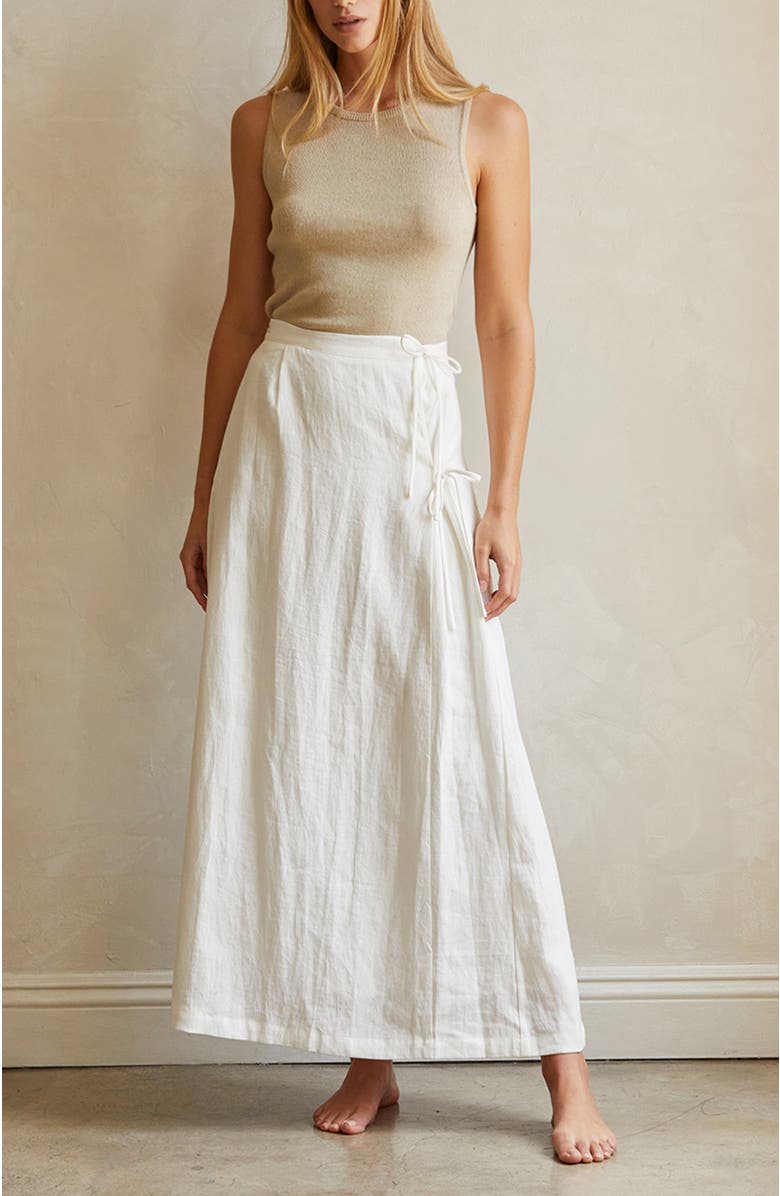 CRESCENT Faux Wrap Linen Maxi Skirt, Alternate, color, 