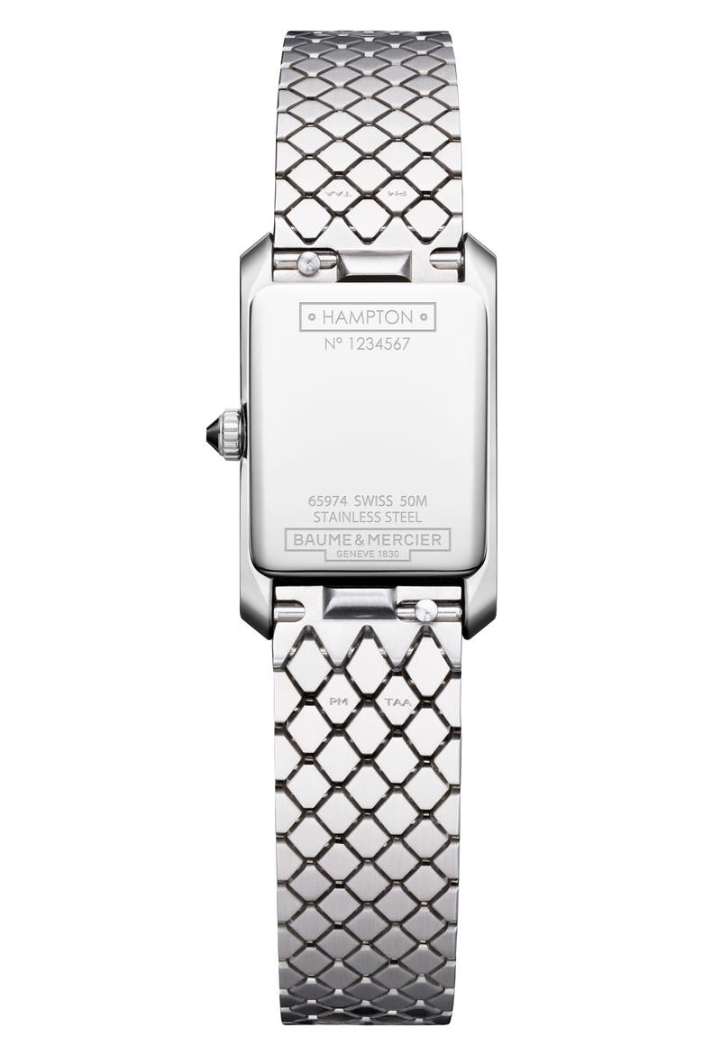 Hampton Diamond Bracelet Watch, 22mm x 35mm, Alternate, color, SILVER