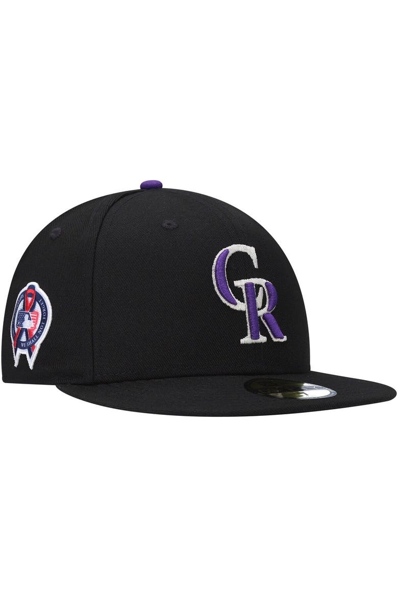 Men's New Era Black Colorado Rockies 9/11 Memorial Side Patch 59FIFTY Fitted Hat, Main, color, Black
