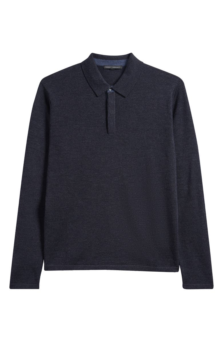 Robert Barakett Thomas Merino Wool Long Sleeve Polo, Alternate, color, Navy