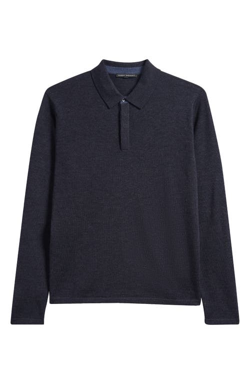 Robert Barakett Thomas Merino Wool Long Sleeve Polo In Blue