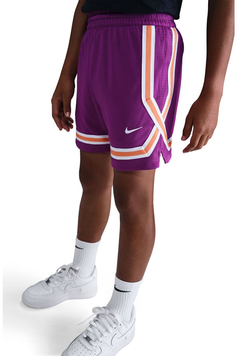 Kids' Dri-Fit Crossover Mesh Shorts, Alternate, color, BOLD BERRY/ WHITE