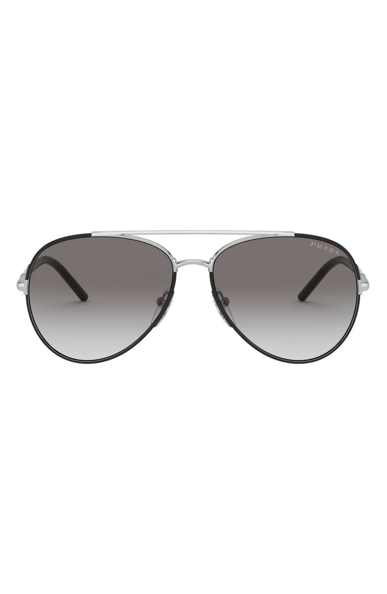 Prada 57mm Gradient Aviator Sunglasses, Main, color, 