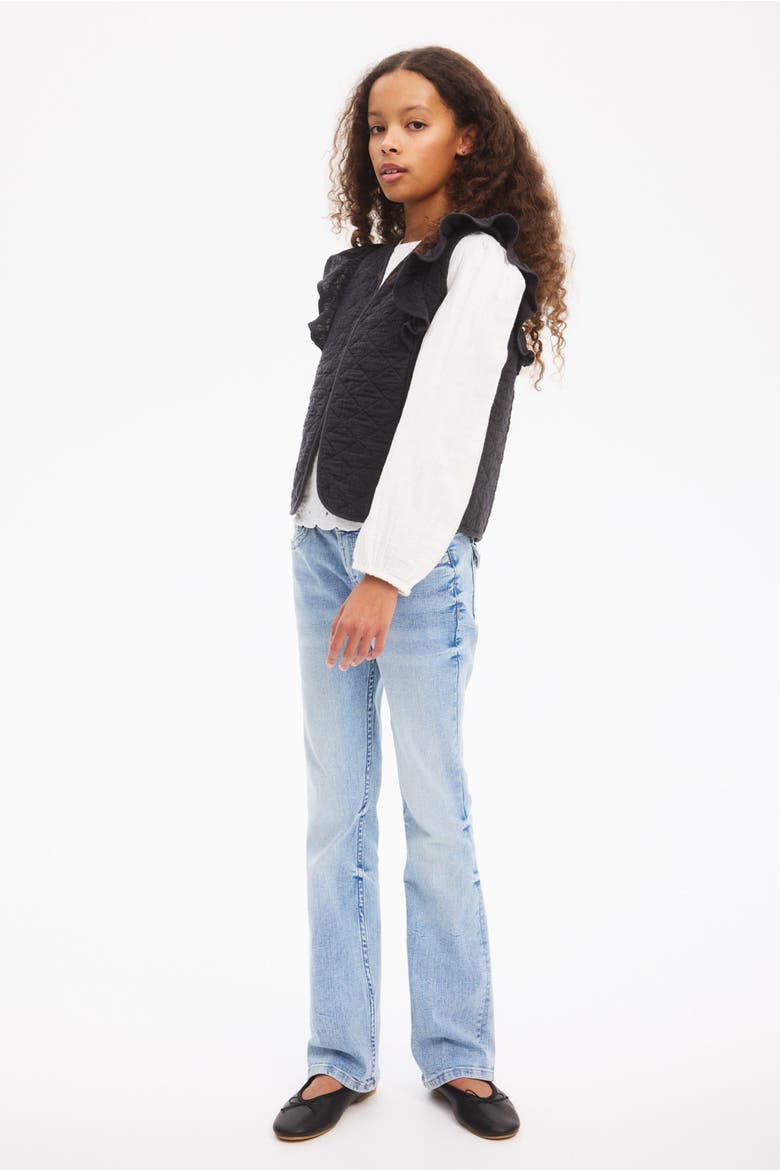Flounced Cotton Muslin Waistcoat, Alternate, color, Black