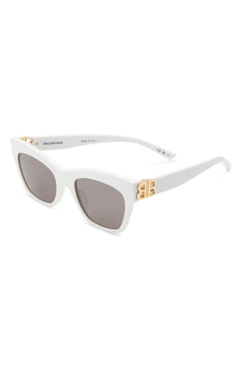 Balenciaga 53mm Cat Eye Sunglasses, Alternate, color, White/ Gold/ Grey