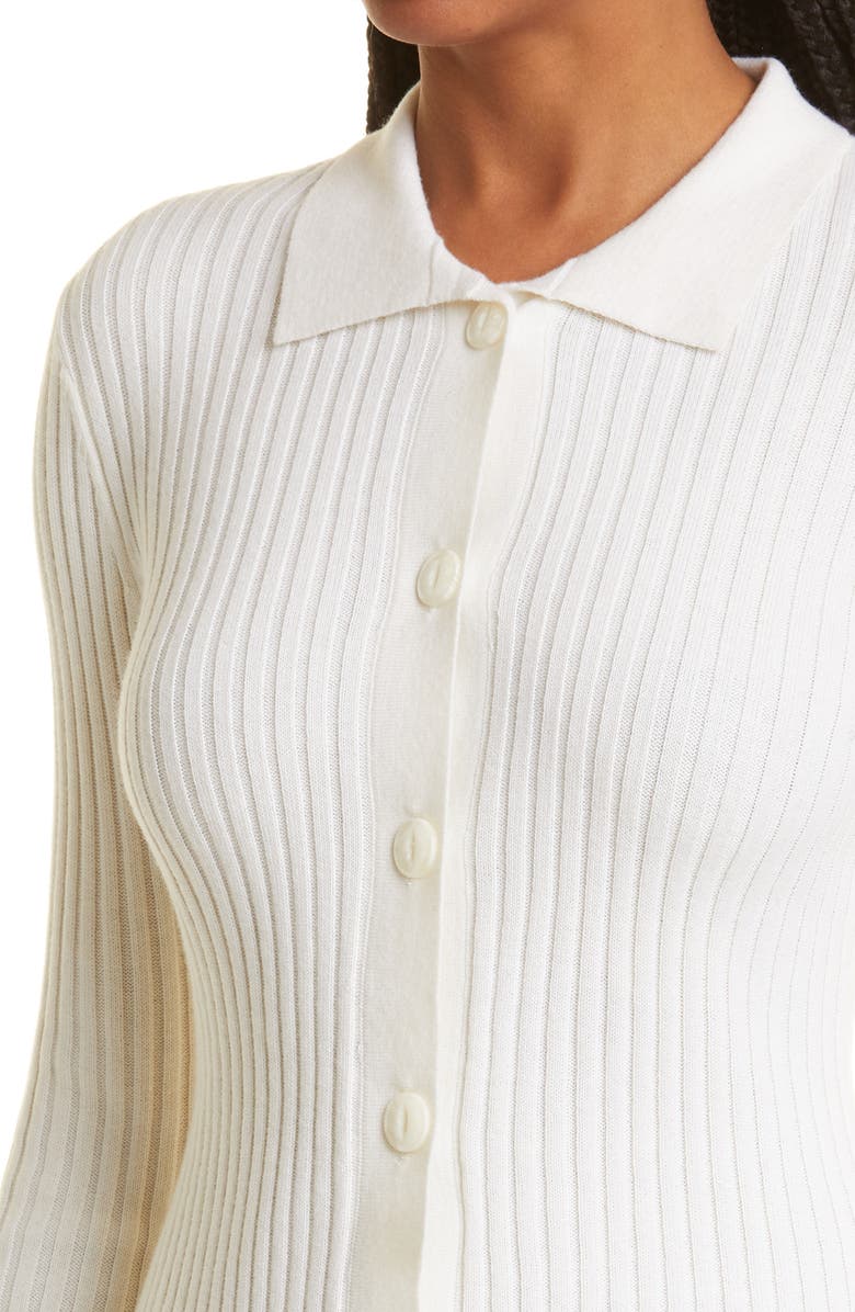 rag & bone Navaya Ribbed Cotton & Cashmere Polo Cardigan, Alternate, color, 