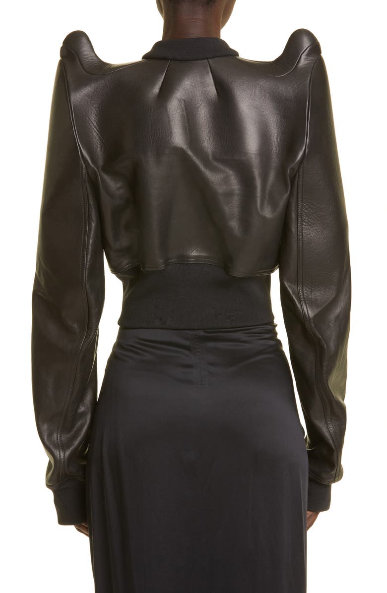 Rick Owens High Shoulder Crop Leather Bomber Jacket, Alternate, color, 