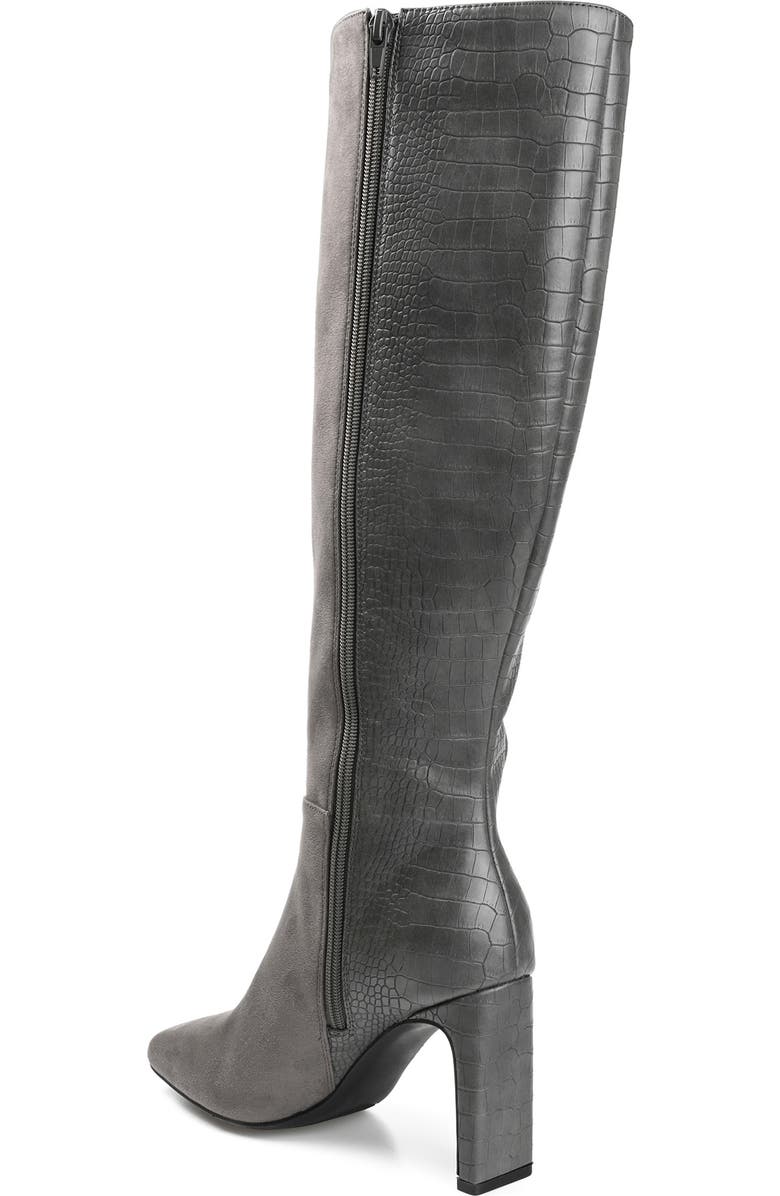 Journee Collection Elisabeth Croc Embossed Tall Boot, Alternate, color, Grey