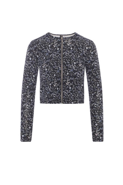 Floral Zipper Long Sleeve Top