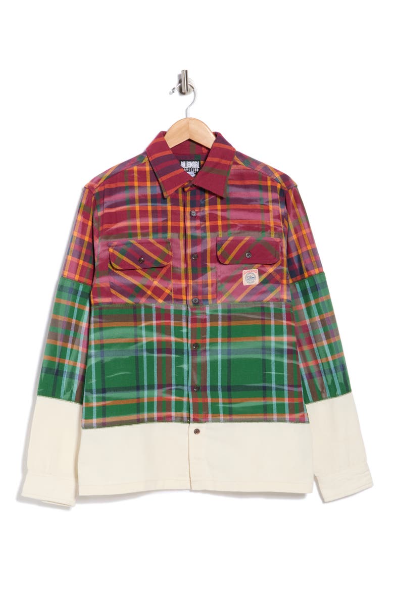 Plaid Cotton Button-Up Shirt, Alternate, color, RHODODENDRON