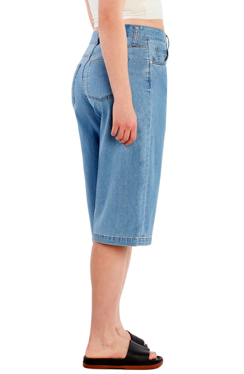 HINT OF BLU Mid Rise Relaxed Long Denim Shorts, Alternate, color, Light Denim