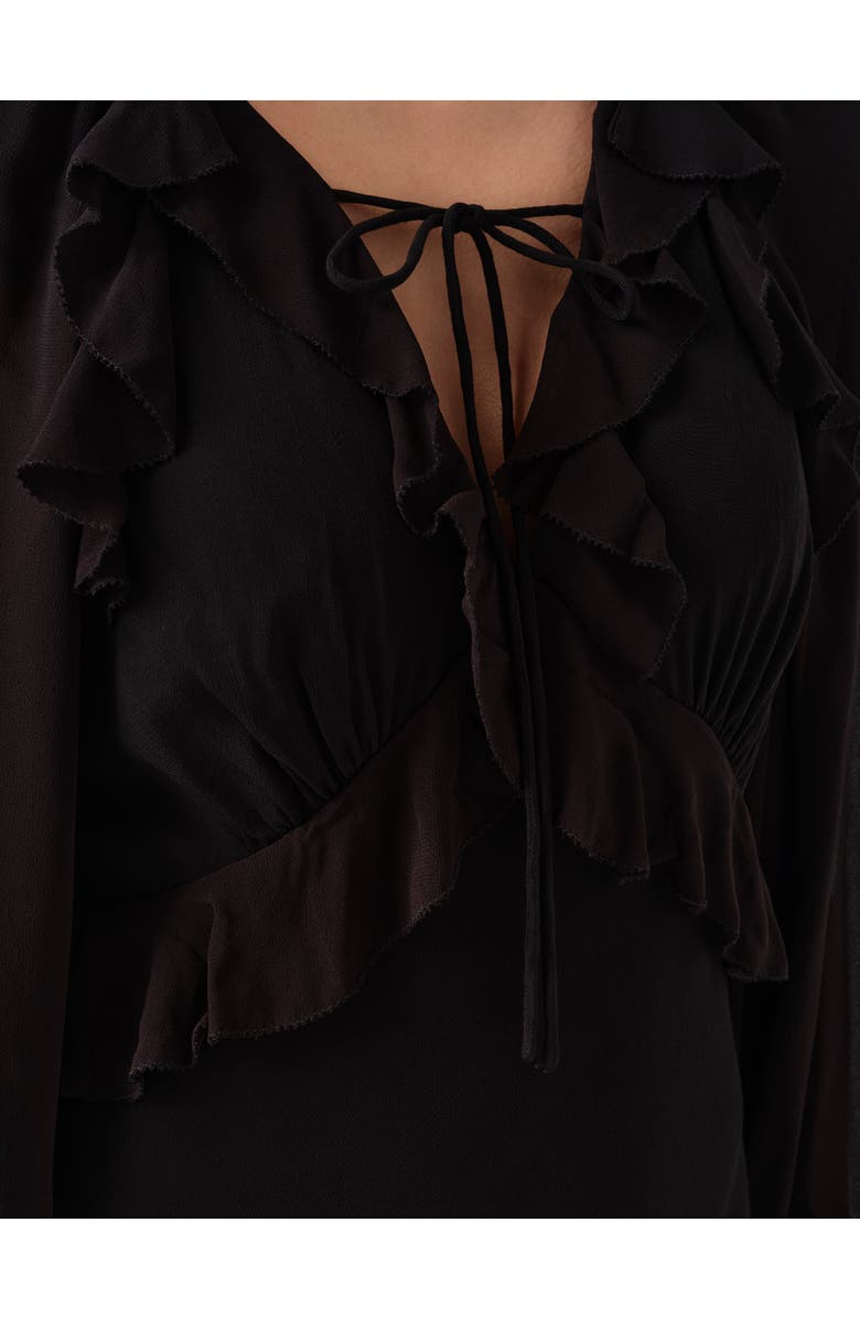 Ghost London Naomi Long Sleeve Frill Midi Dress, Alternate, color,