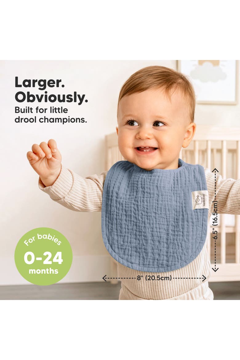 Lyra Muslin Drool Bibs, Alternate, color, Slate