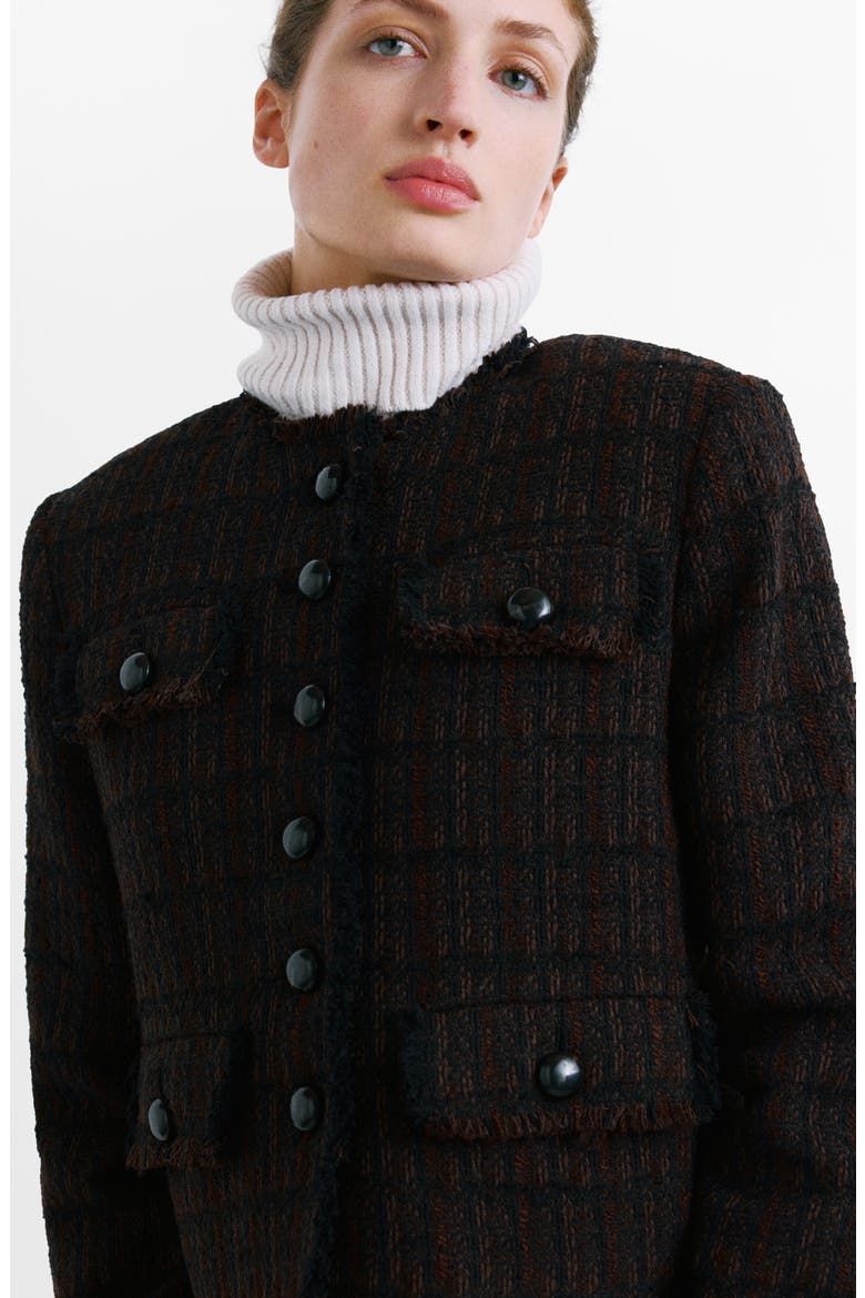 Pocket Tweed Jacket, Alternate, color, CHOCOLATE