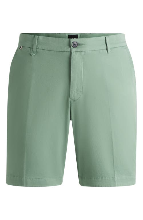 Shop Hugo Boss Boss Slice Stretch Cotton Shorts In Open Green