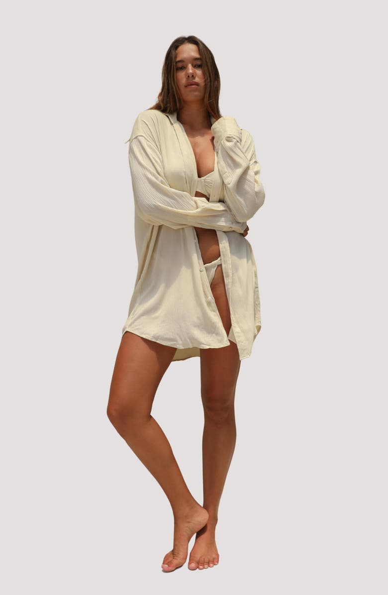 Stone Fox Swim Mimi Relaxed Fit Button-Up Cover-Up Shirtdress, Alternate, color, 