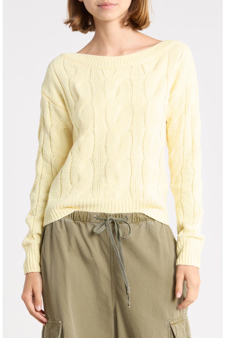 Chenille Cable Knit Sweater, Main, color, SOFT YELLOW