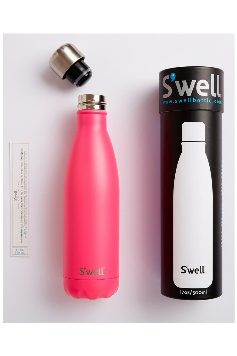 'Hand Painted Satin Collection' Water Bottle, Alternate, color, BIKINI PINK