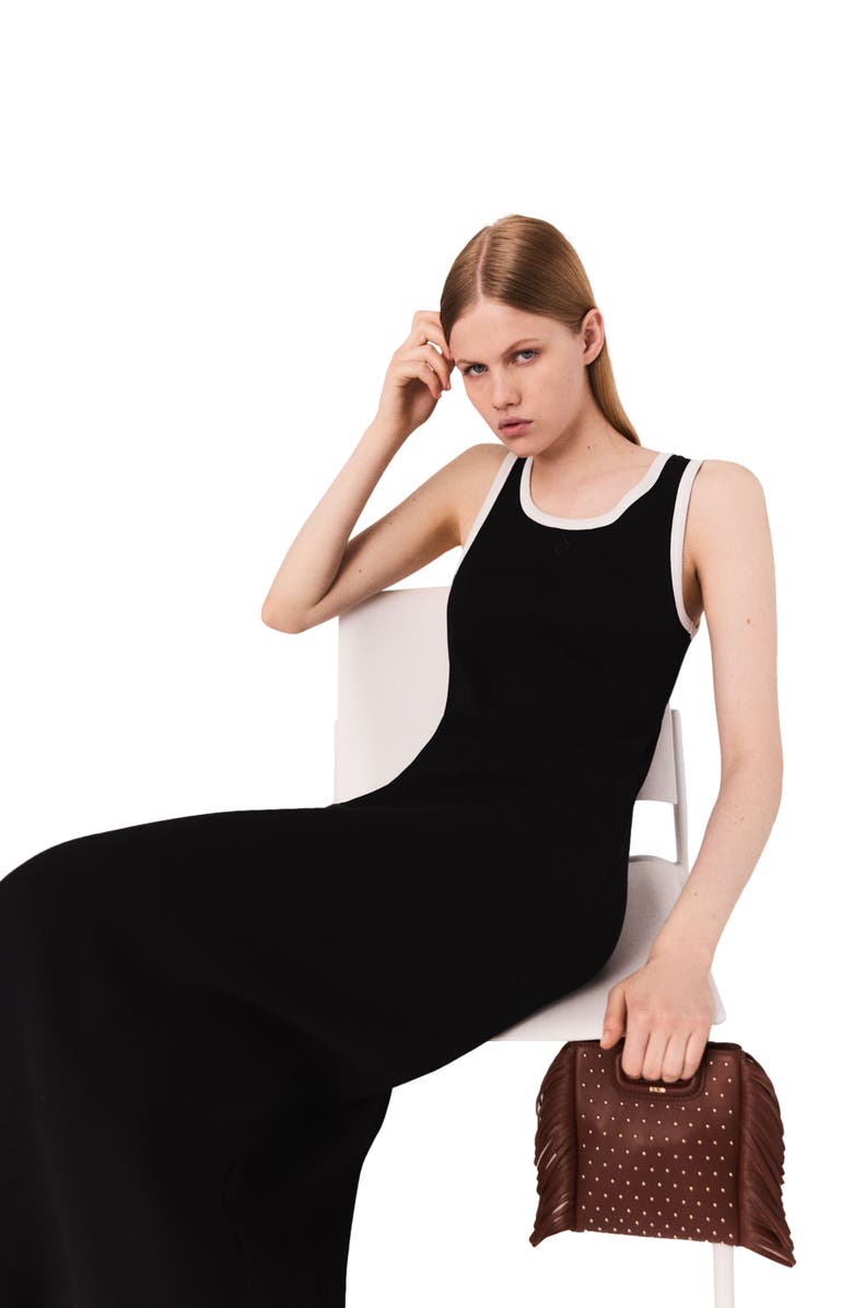 maje Jersey tank dress, Alternate, color, Black