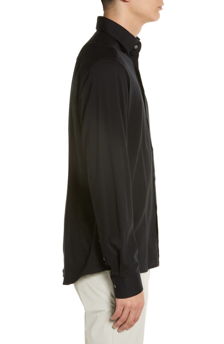 Jack Victor Abbott Cotton Jersey Button-Up Shirt, Alternate, color, Black