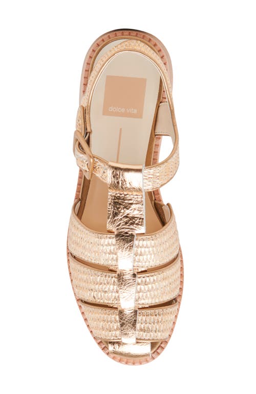 Dolce Vita Holis Womens Cushioned Footbed Leather Strappy Sandals In Light Gold Raffia