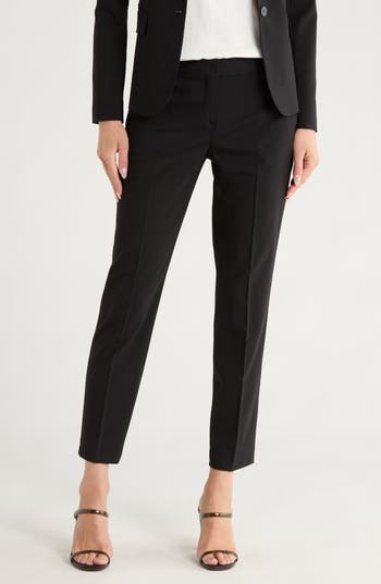Theory Trestra Wool Taper Leg Pants In Black