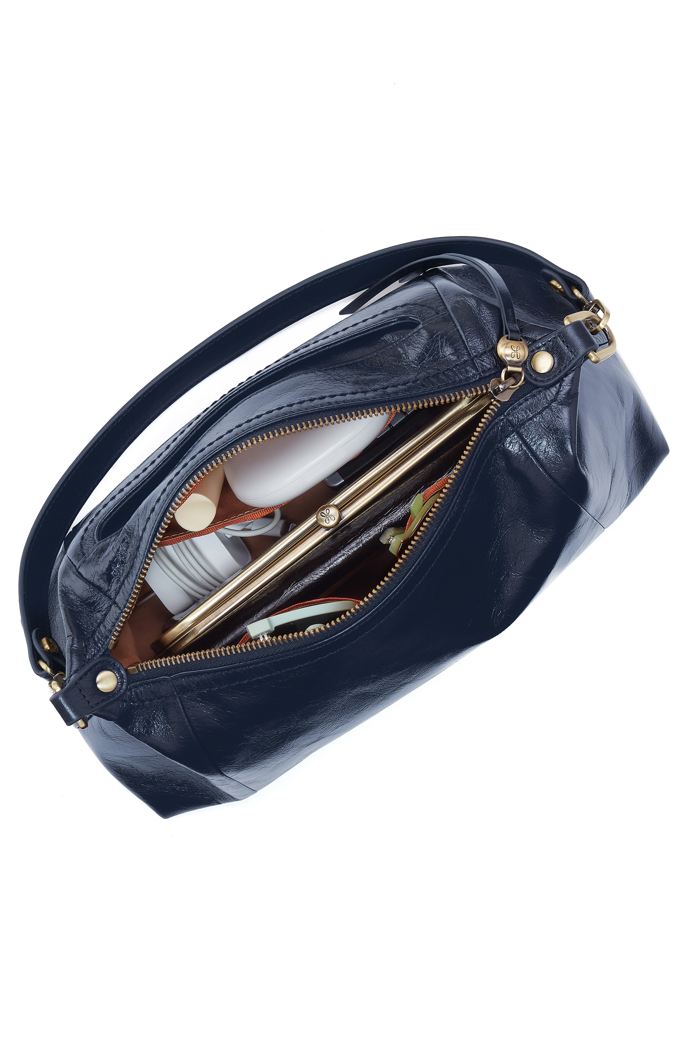 Darcy Leather Shoulder Bag, Alternate, color, INK NAVY